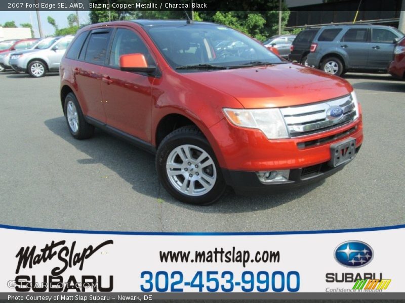 Blazing Copper Metallic / Charcoal Black 2007 Ford Edge SEL AWD