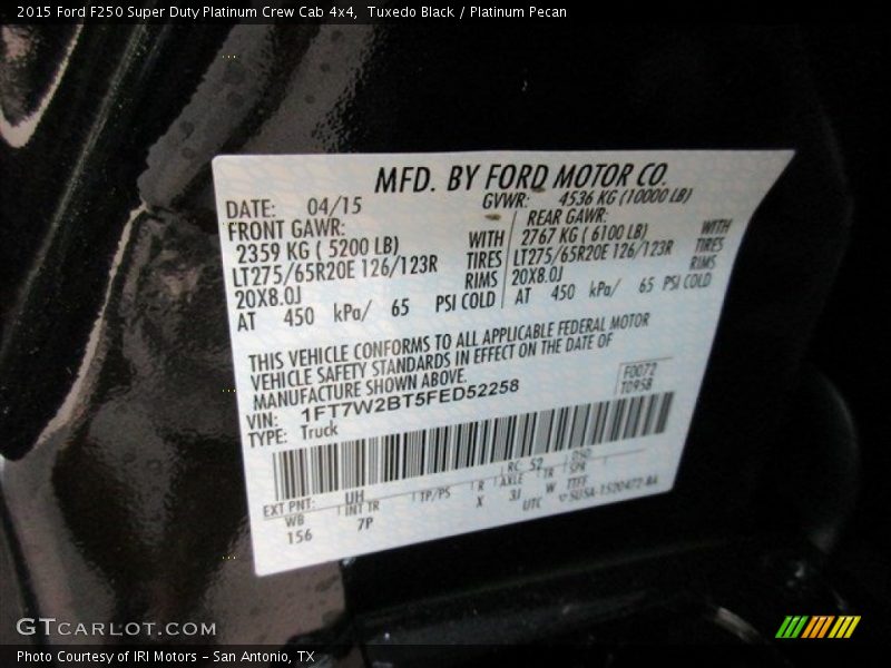 Tuxedo Black / Platinum Pecan 2015 Ford F250 Super Duty Platinum Crew Cab 4x4