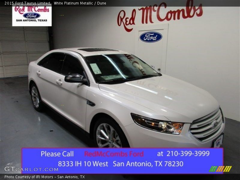 White Platinum Metallic / Dune 2015 Ford Taurus Limited