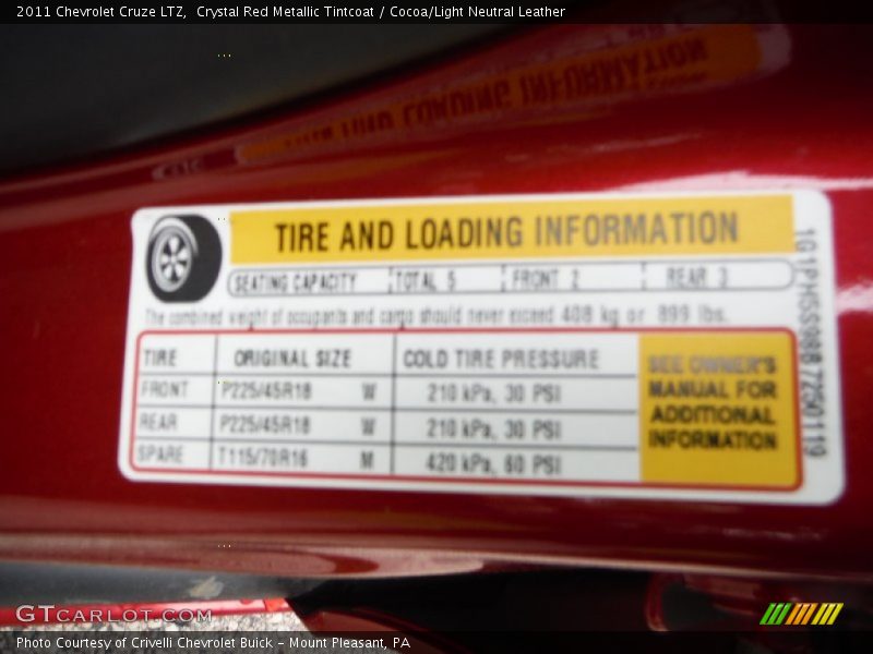 Crystal Red Metallic Tintcoat / Cocoa/Light Neutral Leather 2011 Chevrolet Cruze LTZ