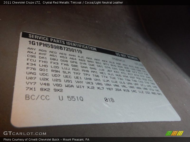Crystal Red Metallic Tintcoat / Cocoa/Light Neutral Leather 2011 Chevrolet Cruze LTZ