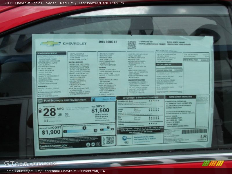Red Hot / Dark Pewter/Dark Titanium 2015 Chevrolet Sonic LT Sedan
