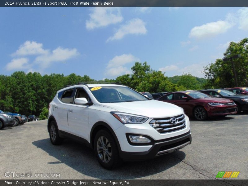 Frost White Pearl / Beige 2014 Hyundai Santa Fe Sport FWD