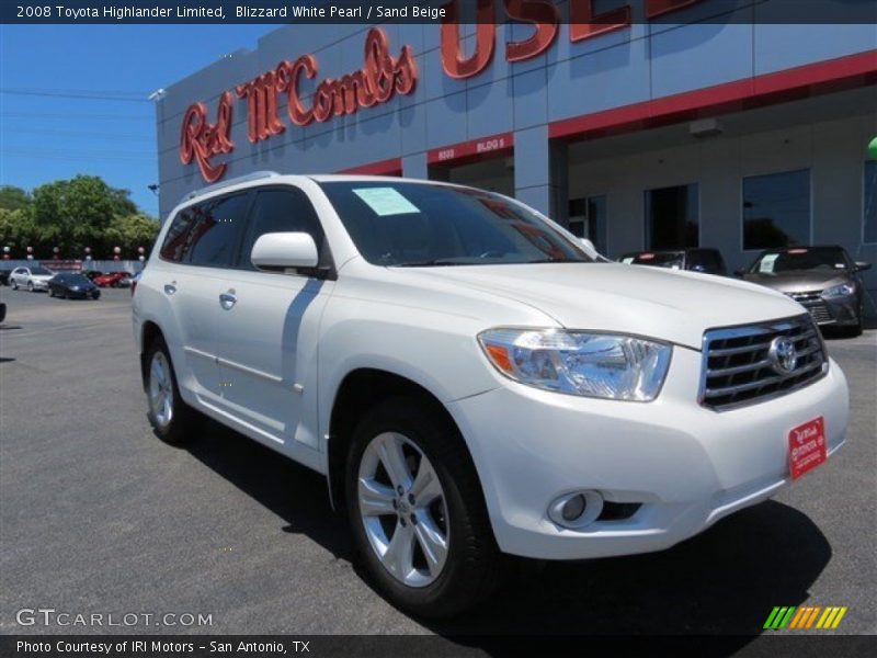 Blizzard White Pearl / Sand Beige 2008 Toyota Highlander Limited