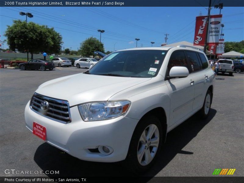 Blizzard White Pearl / Sand Beige 2008 Toyota Highlander Limited