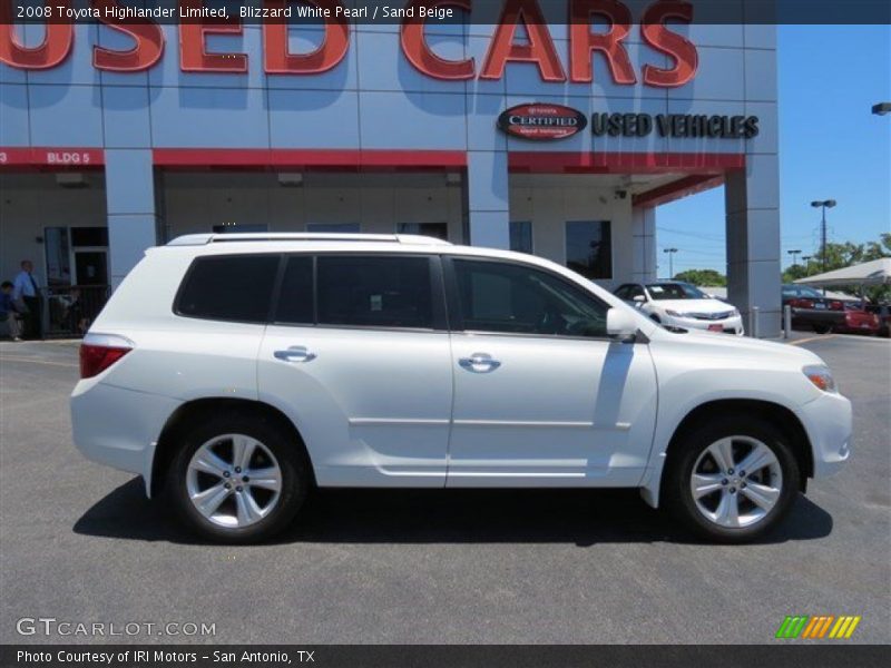 Blizzard White Pearl / Sand Beige 2008 Toyota Highlander Limited