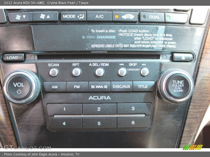 Crystal Black Pearl / Taupe 2012 Acura MDX SH-AWD