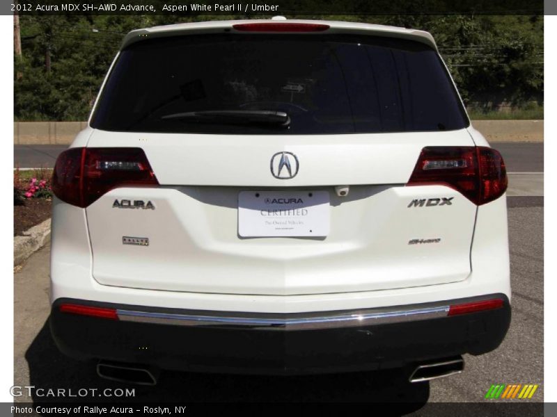 Aspen White Pearl II / Umber 2012 Acura MDX SH-AWD Advance