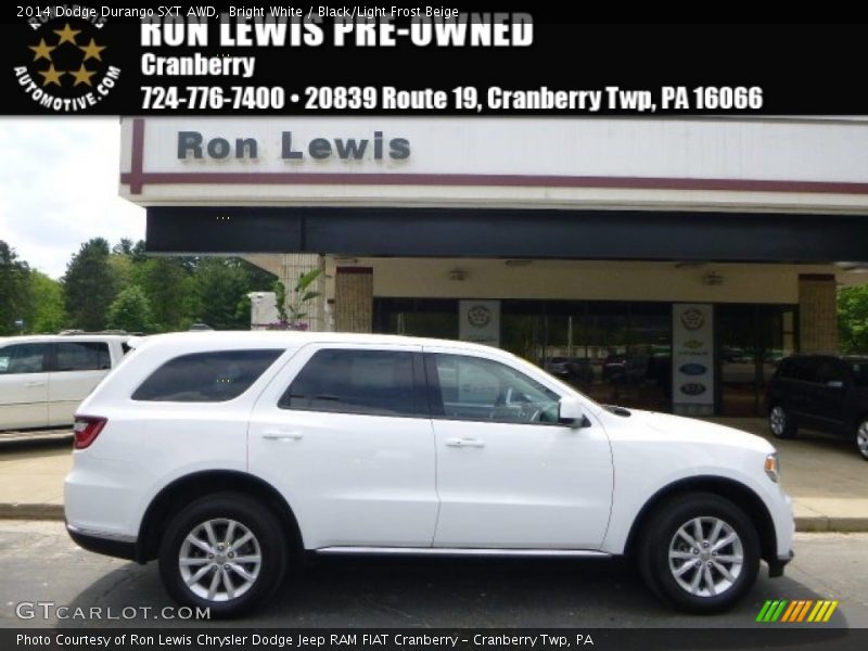 Bright White / Black/Light Frost Beige 2014 Dodge Durango SXT AWD