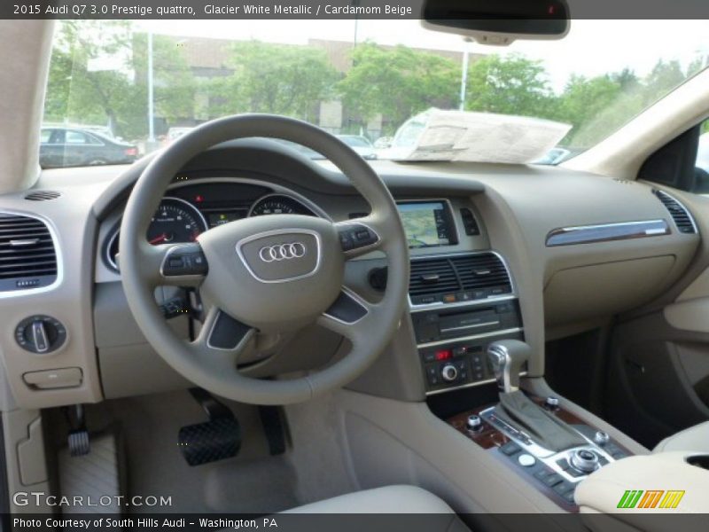 Glacier White Metallic / Cardamom Beige 2015 Audi Q7 3.0 Prestige quattro