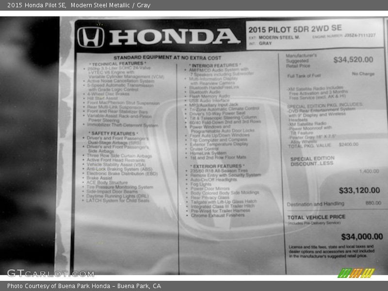 Modern Steel Metallic / Gray 2015 Honda Pilot SE