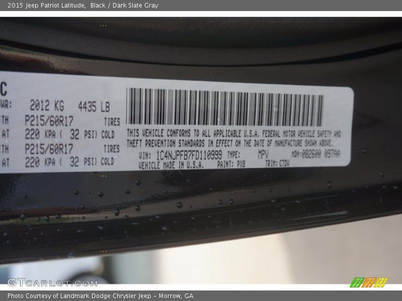 Black / Dark Slate Gray 2015 Jeep Patriot Latitude