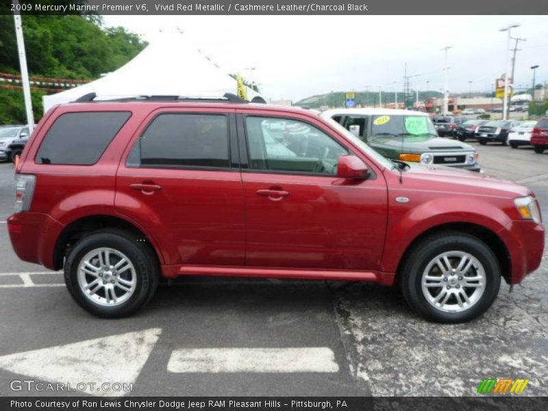 Vivid Red Metallic / Cashmere Leather/Charcoal Black 2009 Mercury Mariner Premier V6