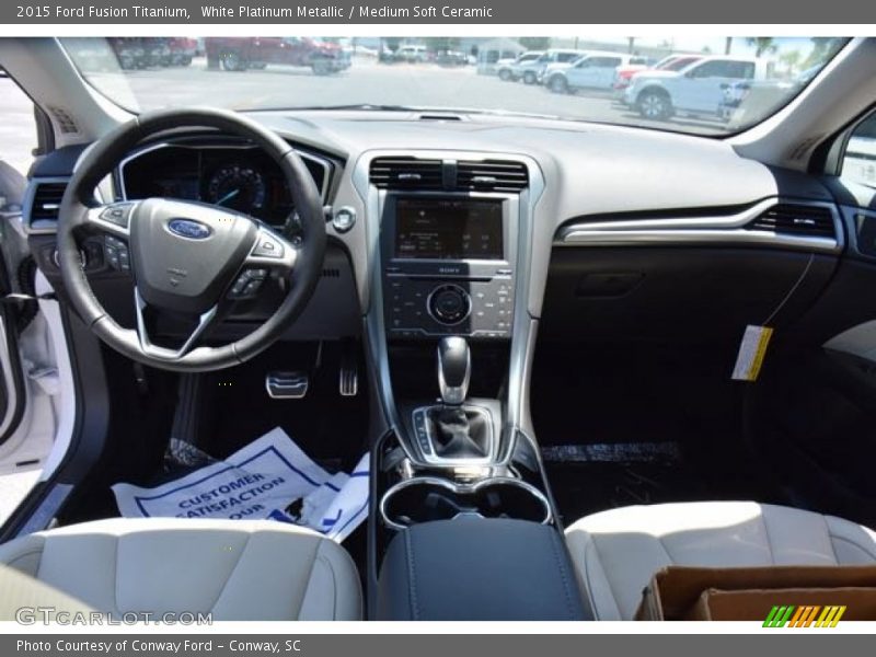 White Platinum Metallic / Medium Soft Ceramic 2015 Ford Fusion Titanium