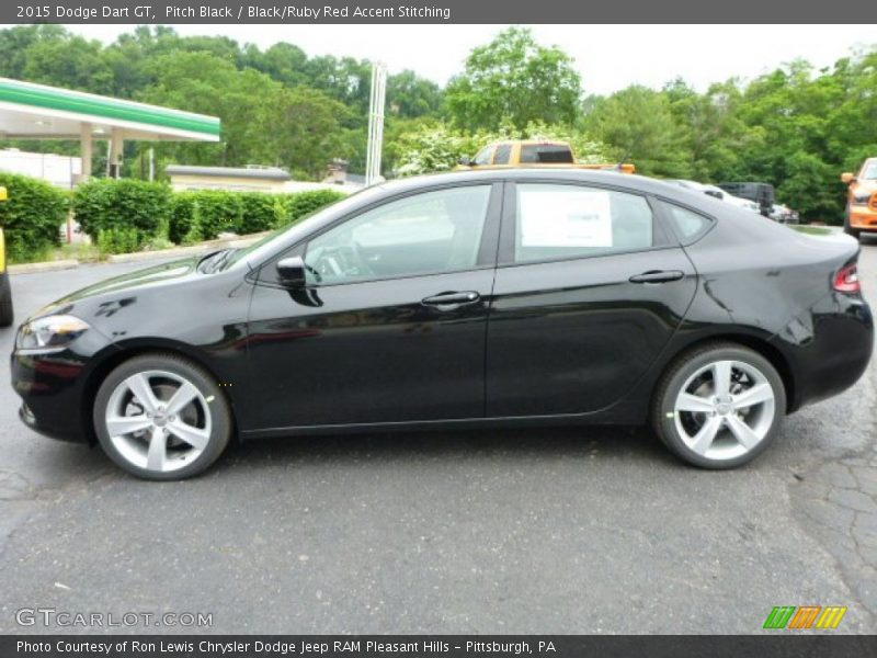 Pitch Black / Black/Ruby Red Accent Stitching 2015 Dodge Dart GT