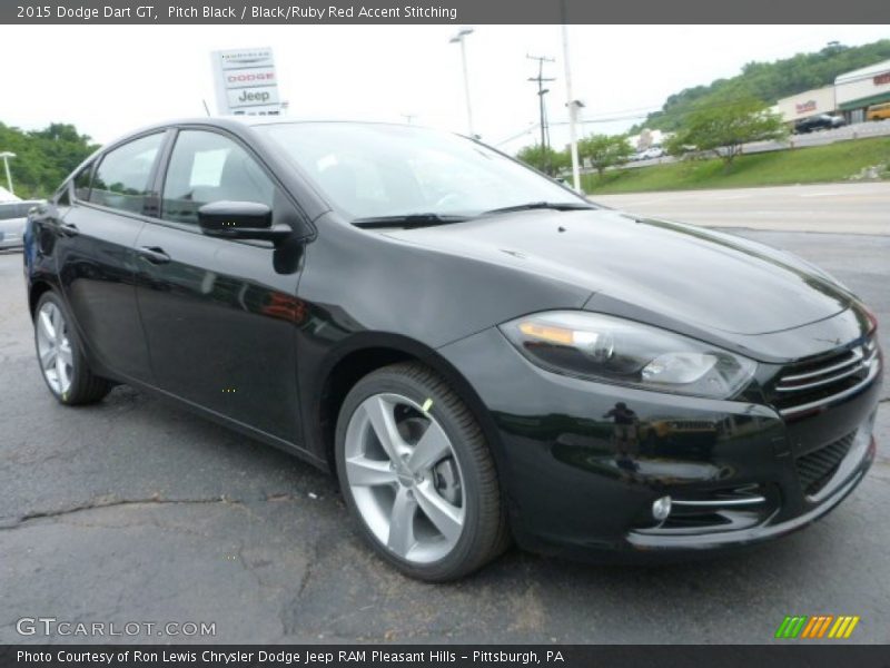 Pitch Black / Black/Ruby Red Accent Stitching 2015 Dodge Dart GT