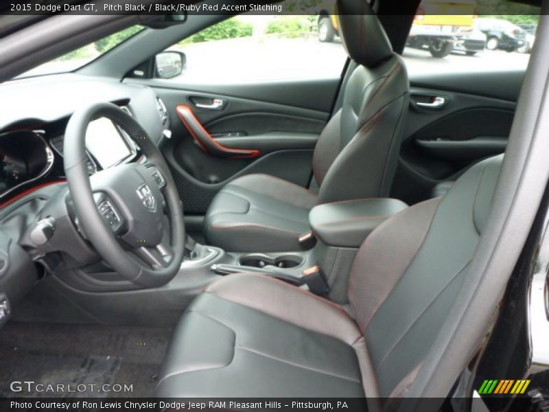 Pitch Black / Black/Ruby Red Accent Stitching 2015 Dodge Dart GT
