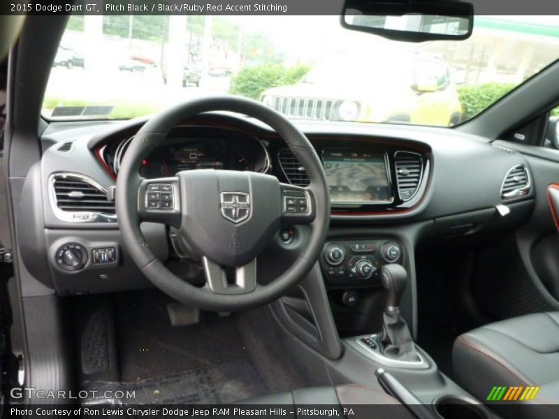 Pitch Black / Black/Ruby Red Accent Stitching 2015 Dodge Dart GT