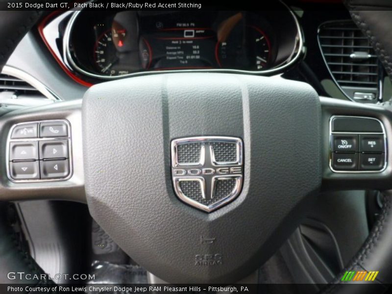 Pitch Black / Black/Ruby Red Accent Stitching 2015 Dodge Dart GT