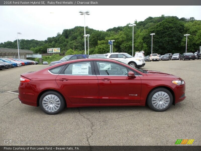 Ruby Red Metallic / Charcoal Black 2016 Ford Fusion Hybrid SE