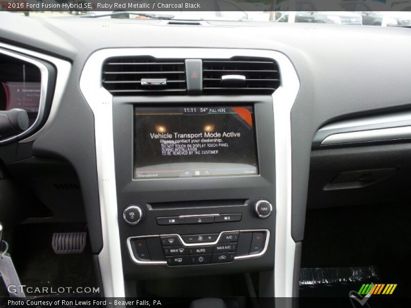 Ruby Red Metallic / Charcoal Black 2016 Ford Fusion Hybrid SE