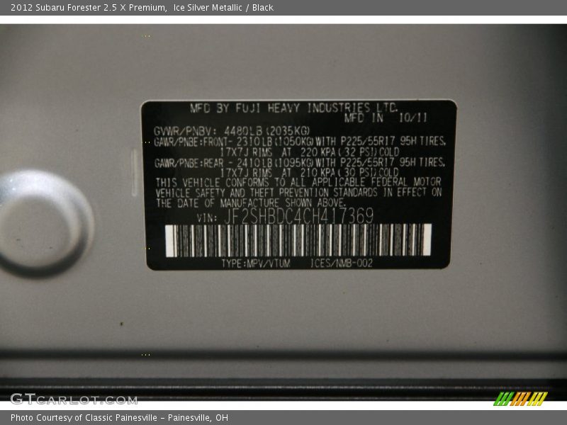 Ice Silver Metallic / Black 2012 Subaru Forester 2.5 X Premium