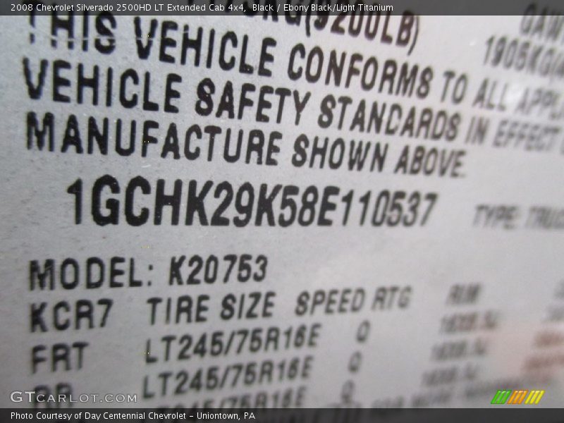 Black / Ebony Black/Light Titanium 2008 Chevrolet Silverado 2500HD LT Extended Cab 4x4