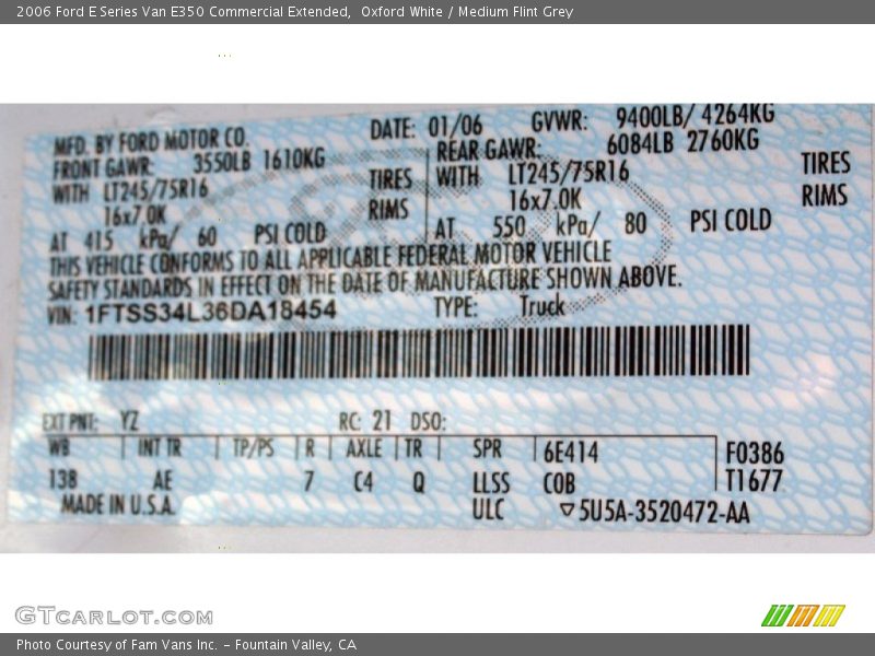 Oxford White / Medium Flint Grey 2006 Ford E Series Van E350 Commercial Extended