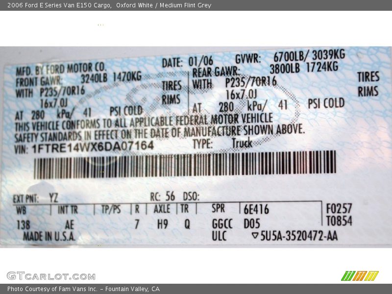 Oxford White / Medium Flint Grey 2006 Ford E Series Van E150 Cargo
