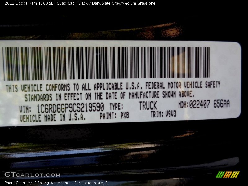 Black / Dark Slate Gray/Medium Graystone 2012 Dodge Ram 1500 SLT Quad Cab