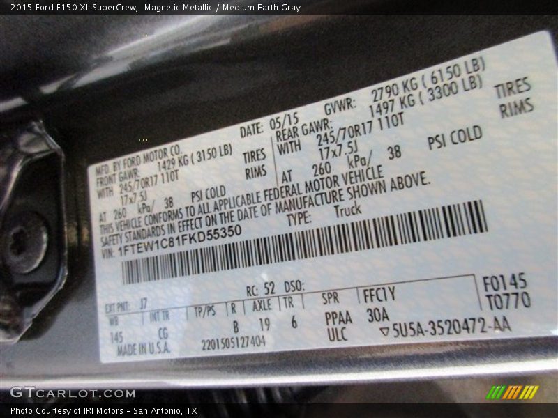 Magnetic Metallic / Medium Earth Gray 2015 Ford F150 XL SuperCrew
