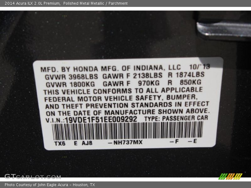 Polished Metal Metallic / Parchment 2014 Acura ILX 2.0L Premium