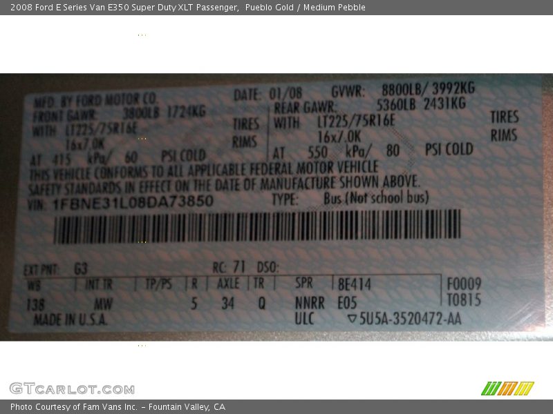 Pueblo Gold / Medium Pebble 2008 Ford E Series Van E350 Super Duty XLT Passenger