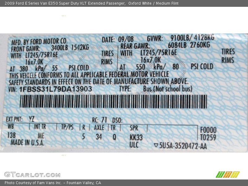 Oxford White / Medium Flint 2009 Ford E Series Van E350 Super Duty XLT Extended Passenger