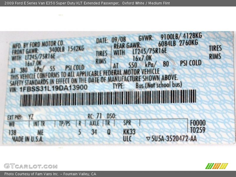 Oxford White / Medium Flint 2009 Ford E Series Van E350 Super Duty XLT Extended Passenger