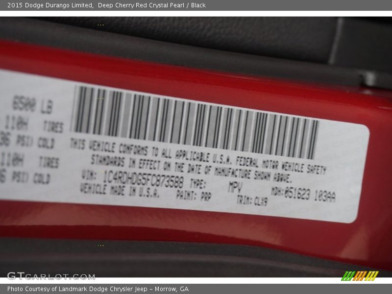 Deep Cherry Red Crystal Pearl / Black 2015 Dodge Durango Limited