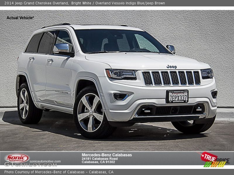 Bright White / Overland Vesuvio Indigo Blue/Jeep Brown 2014 Jeep Grand Cherokee Overland