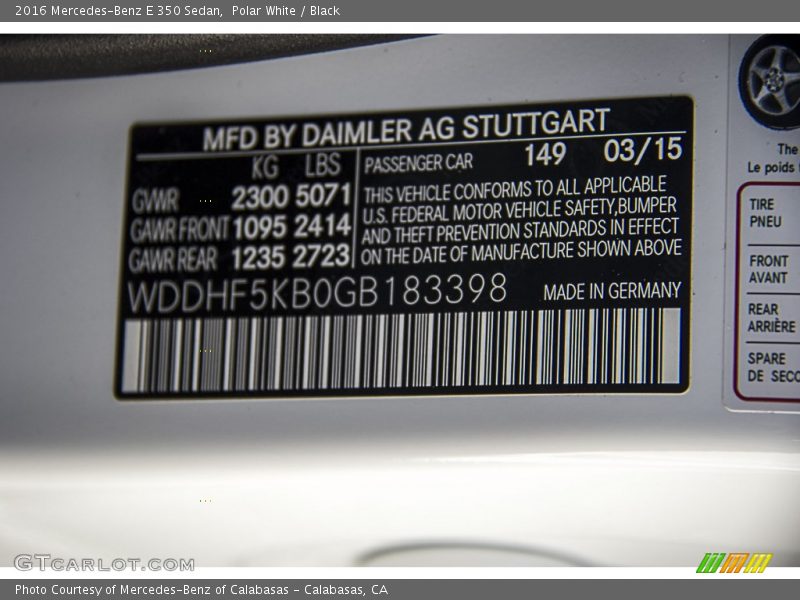 Polar White / Black 2016 Mercedes-Benz E 350 Sedan