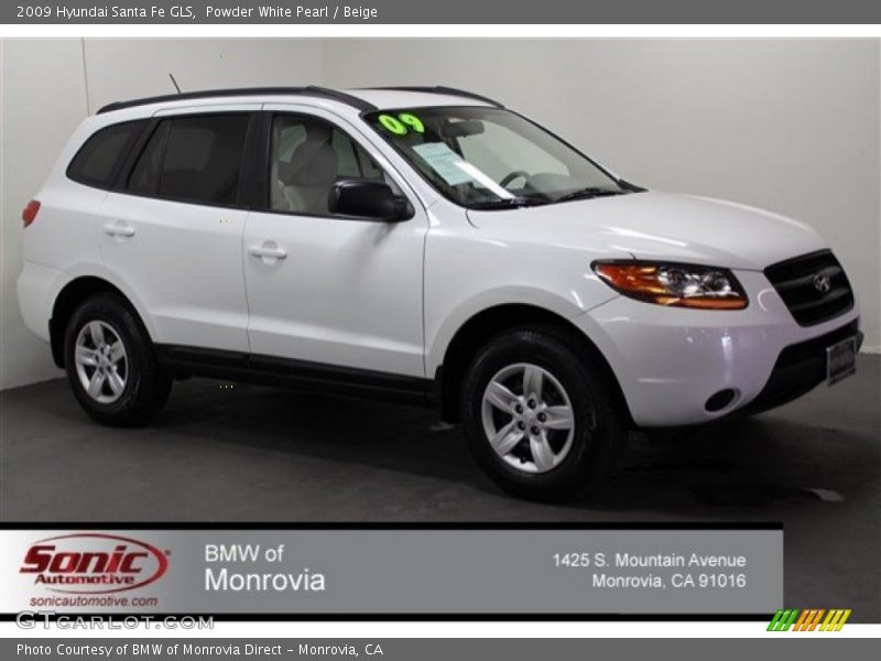 Powder White Pearl / Beige 2009 Hyundai Santa Fe GLS