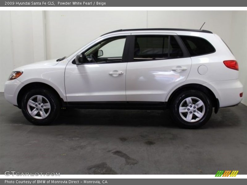 Powder White Pearl / Beige 2009 Hyundai Santa Fe GLS