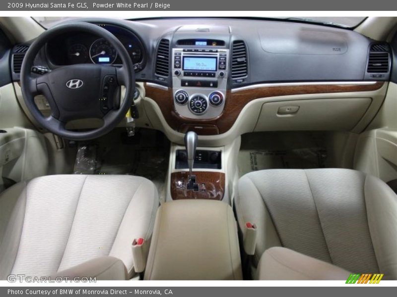 Powder White Pearl / Beige 2009 Hyundai Santa Fe GLS