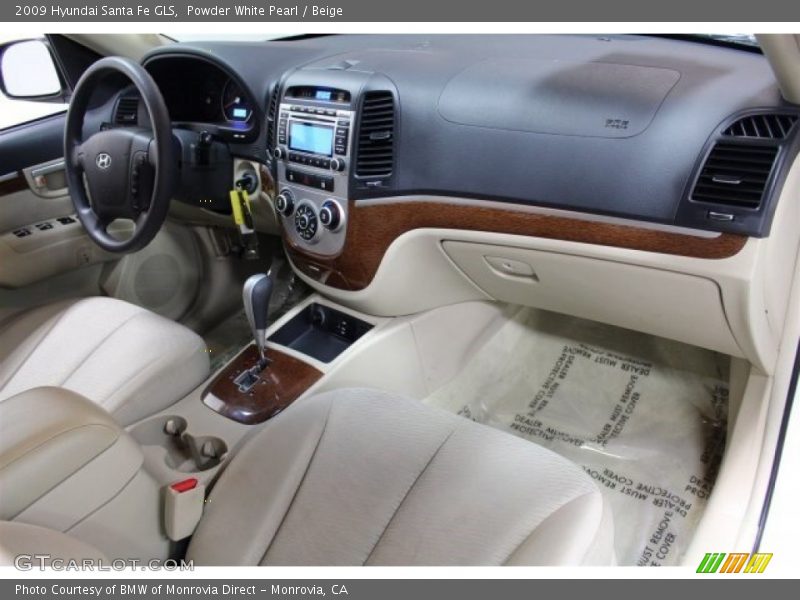Powder White Pearl / Beige 2009 Hyundai Santa Fe GLS