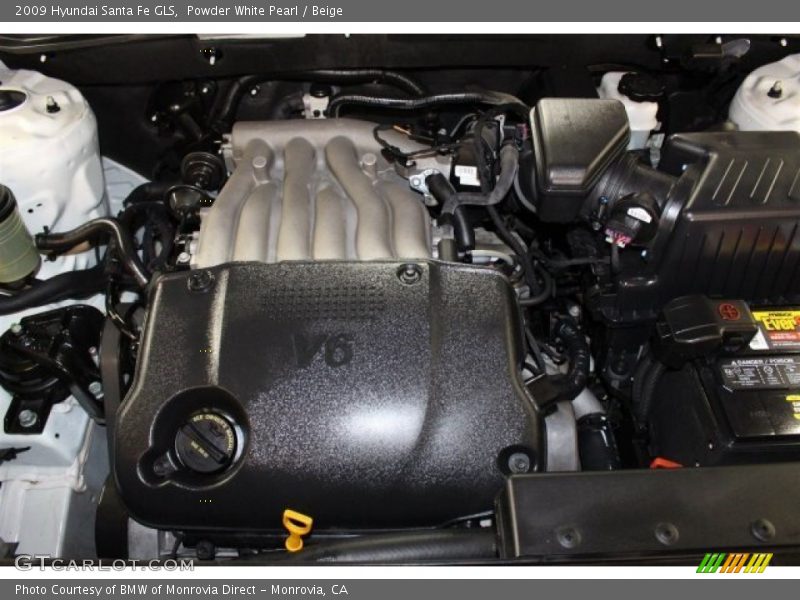 Powder White Pearl / Beige 2009 Hyundai Santa Fe GLS