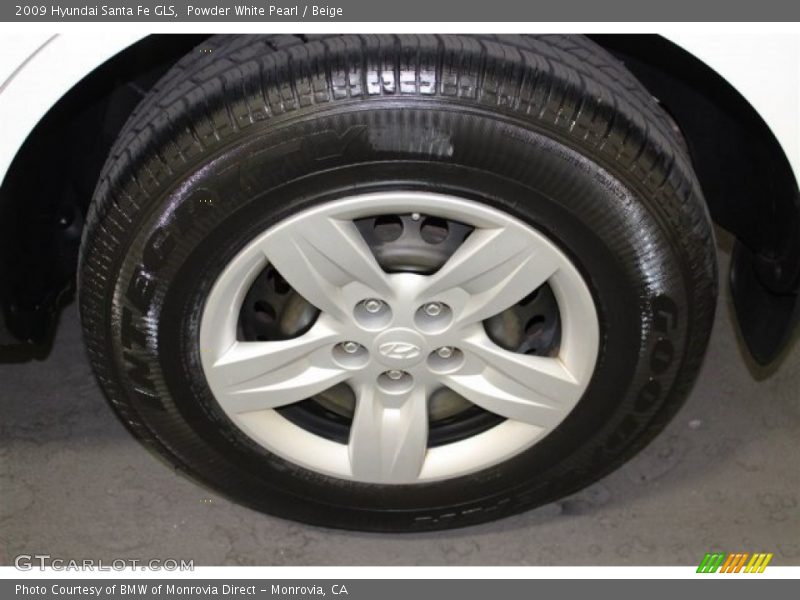 Powder White Pearl / Beige 2009 Hyundai Santa Fe GLS