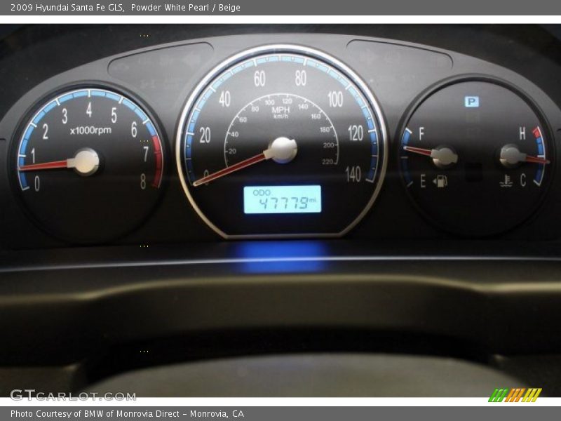 Powder White Pearl / Beige 2009 Hyundai Santa Fe GLS