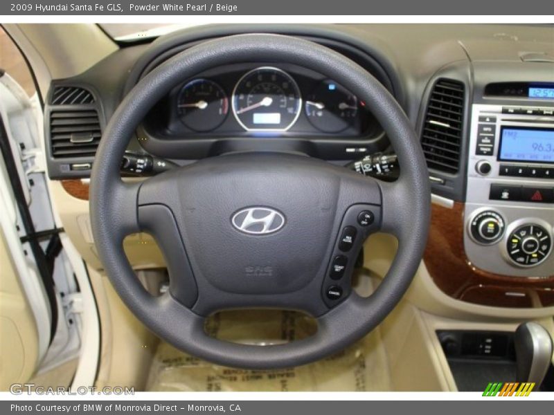 Powder White Pearl / Beige 2009 Hyundai Santa Fe GLS