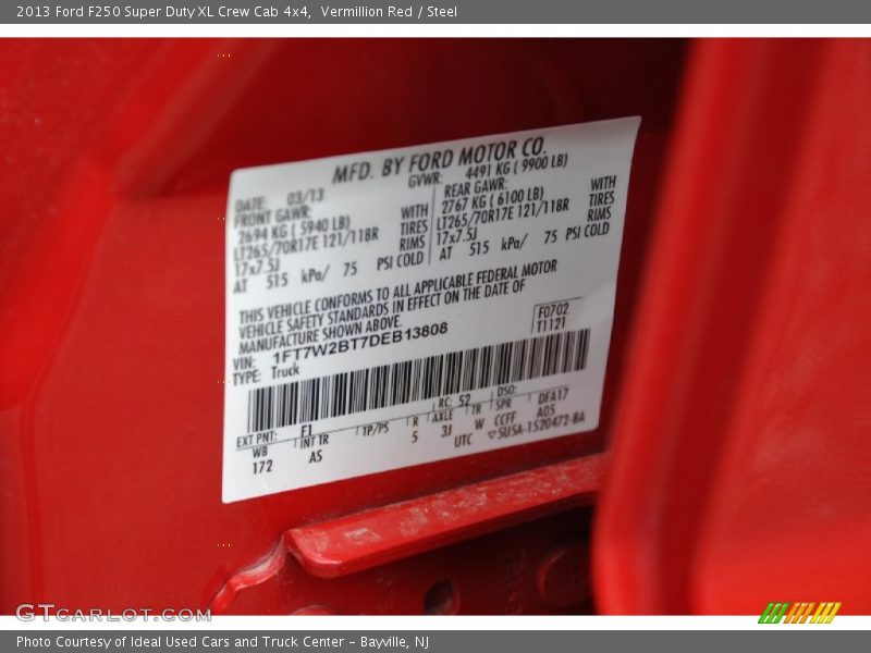Vermillion Red / Steel 2013 Ford F250 Super Duty XL Crew Cab 4x4