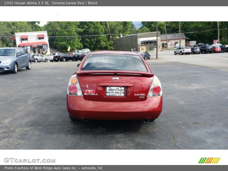 Sonoma Sunset Red / Blond 2003 Nissan Altima 3.5 SE