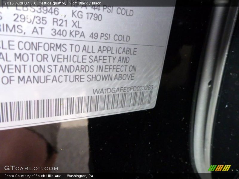 Night Black / Black 2015 Audi Q7 3.0 Prestige quattro