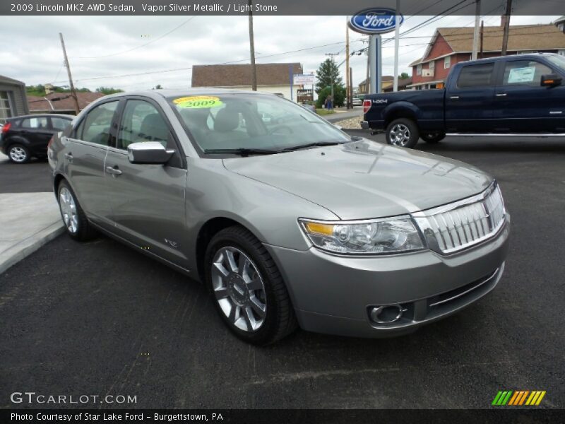 Vapor Silver Metallic / Light Stone 2009 Lincoln MKZ AWD Sedan